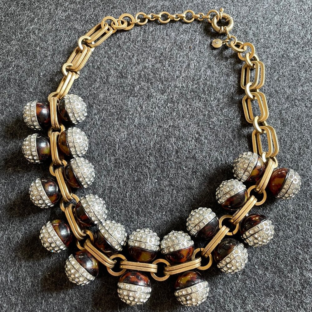 J Crew Tortoiseshell and Rhinestone Necklace